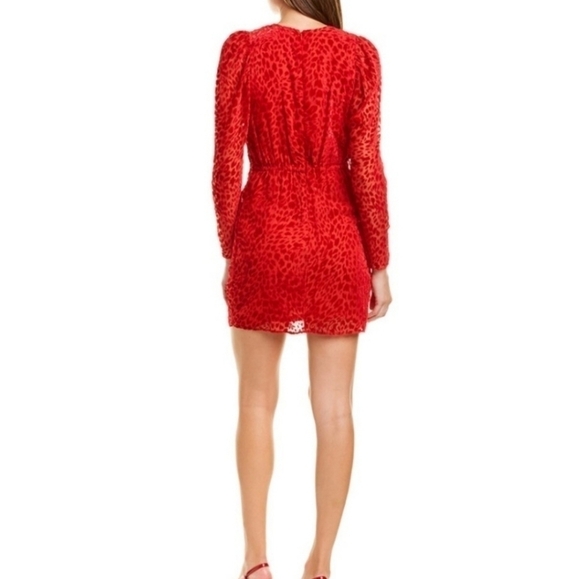 The Kooples Artichoke Burnout Velvet Leopard Red Mini Dress New Size Small - Picture 7 of 17